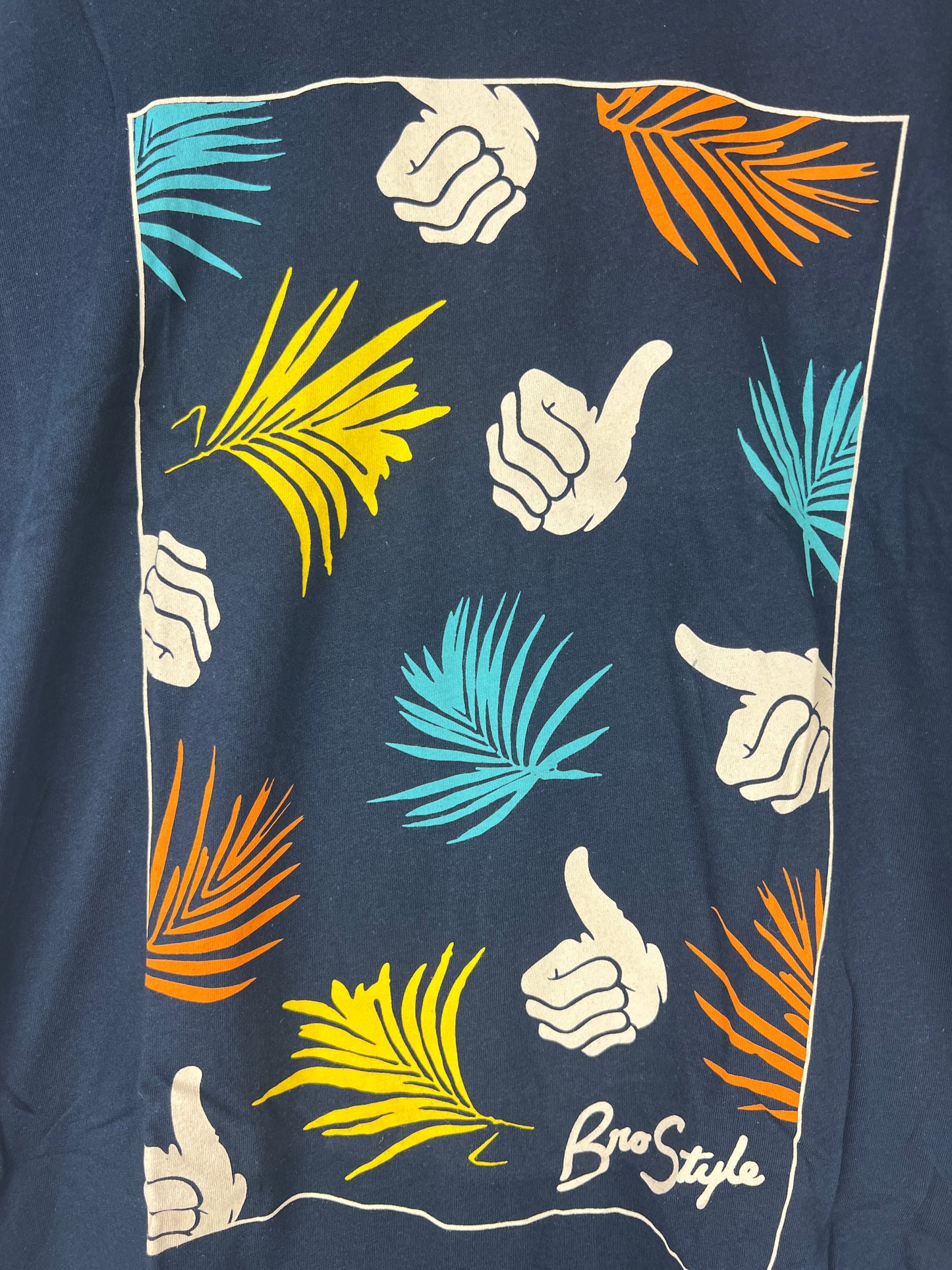 Bro Style Aloha Thumbs Navy Multi Size L S/s VIntage Shirt 2012