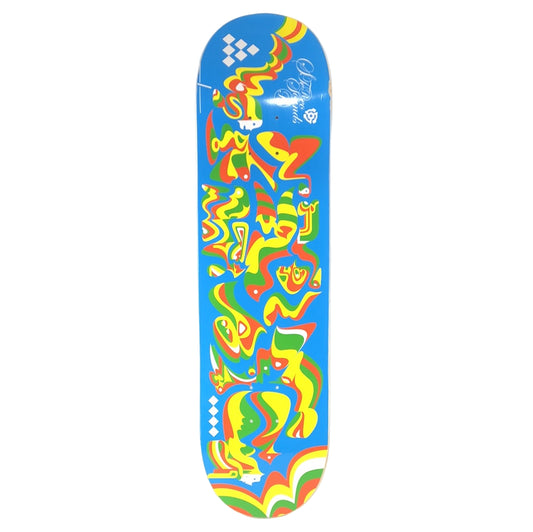 Stereo Sounds Trippy Graphic Blue/Green/Yellow/Orange/White Size 8.25 Vintage NOS Deck