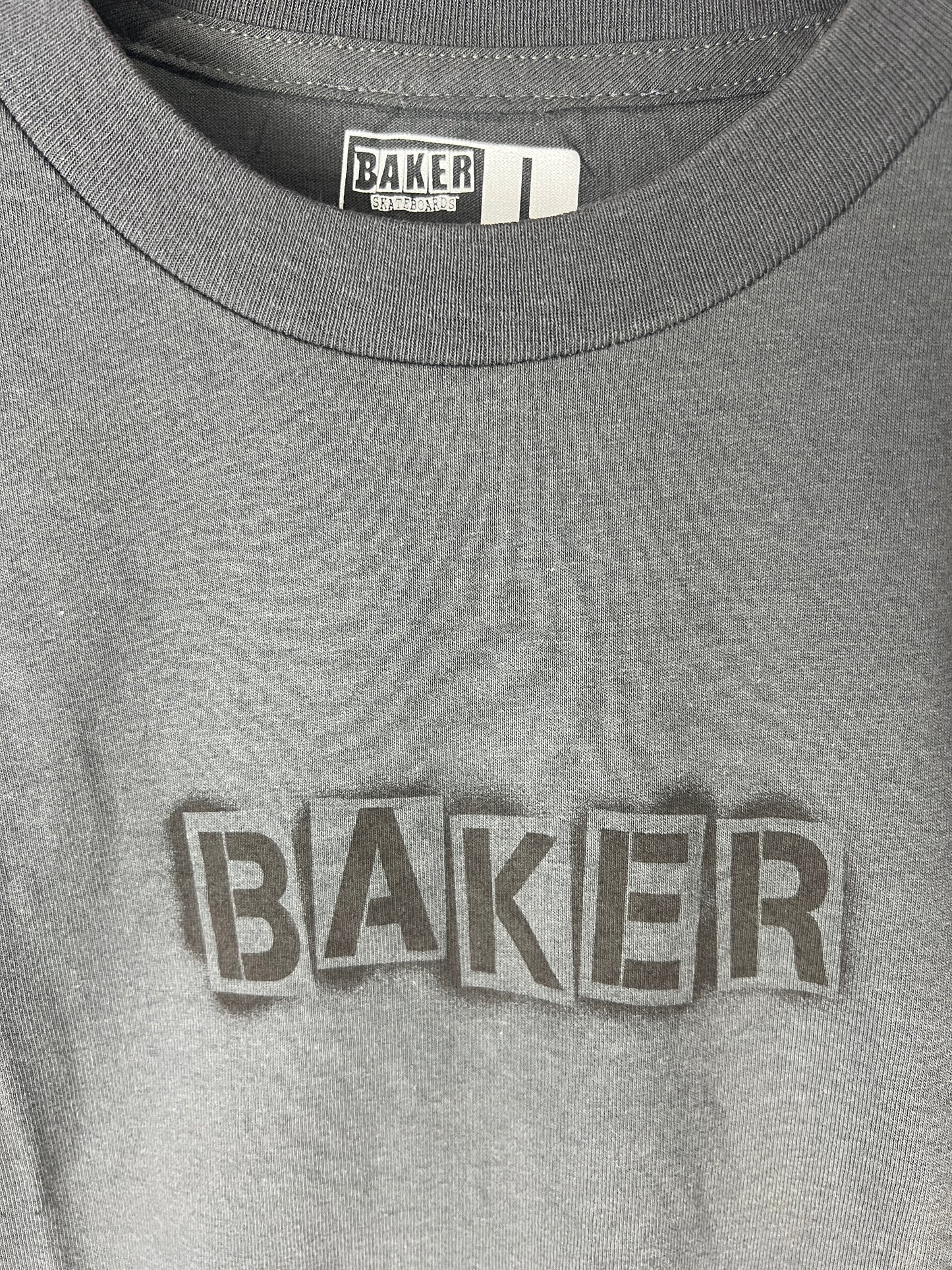 Baker Baker Stencil Logo Black Grey Size L Vintage S/s Shirt