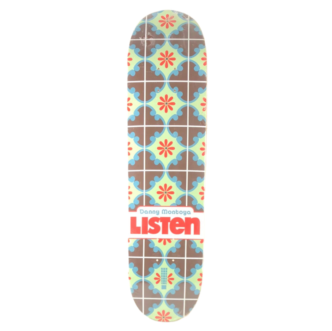 Listen Danny Montoya Flower Graphic Mint/Blue/Red/White Size 8.125" Vintage NOS Deck