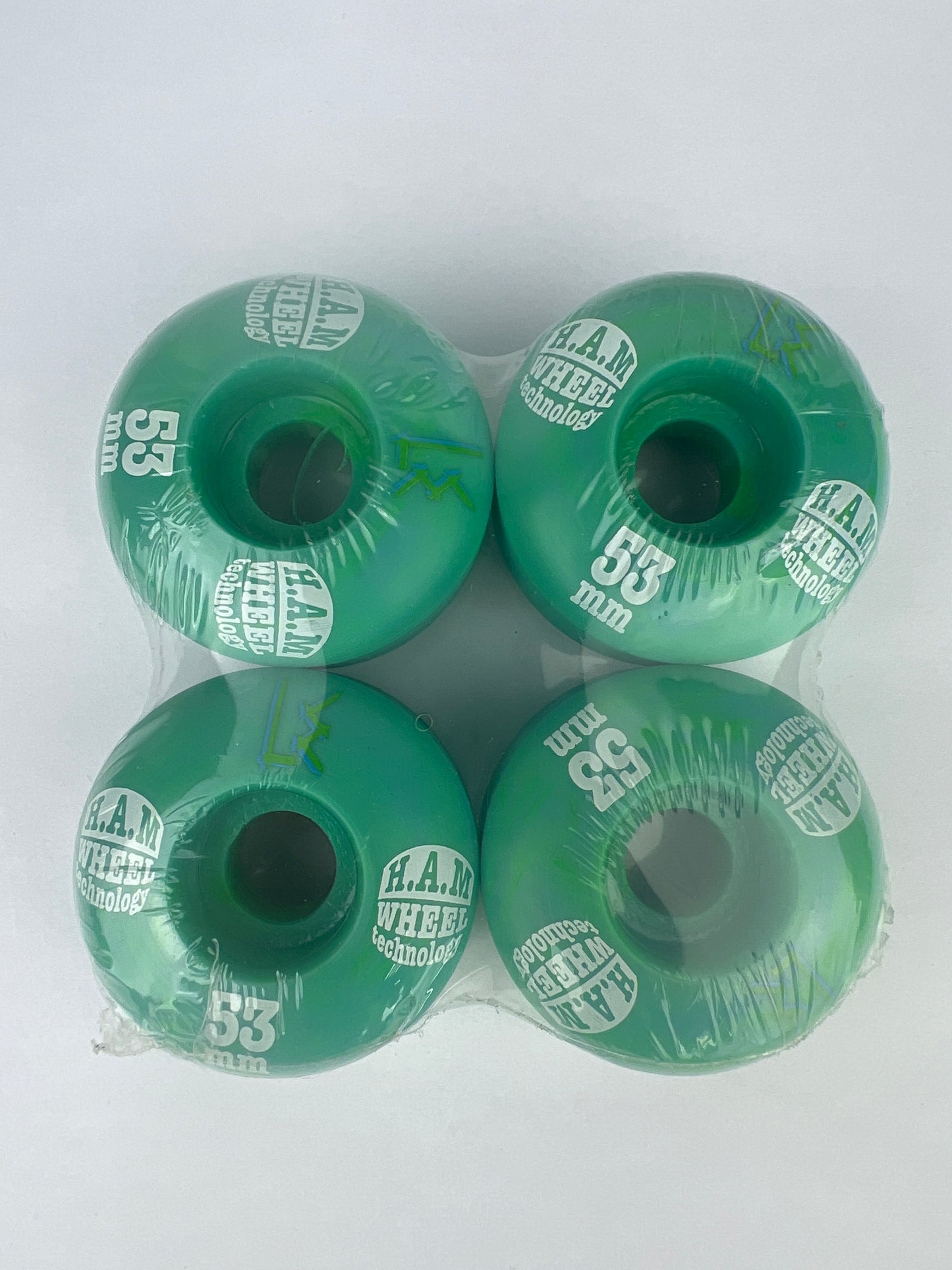 Life Extention LE H.A.M. Wheel Technology Tye Dye Green Turquoise Size 53MM Vintage NOS Wheels