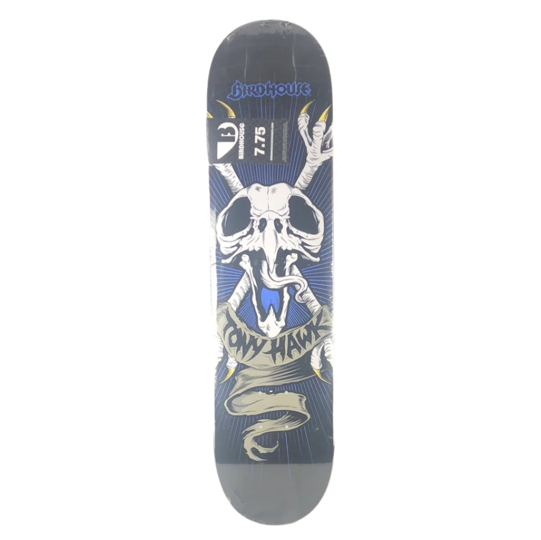 Birdhouse Tony Hawk Skull And Crossbones Black/White/Blue Size 7.75 Skateboard Deck