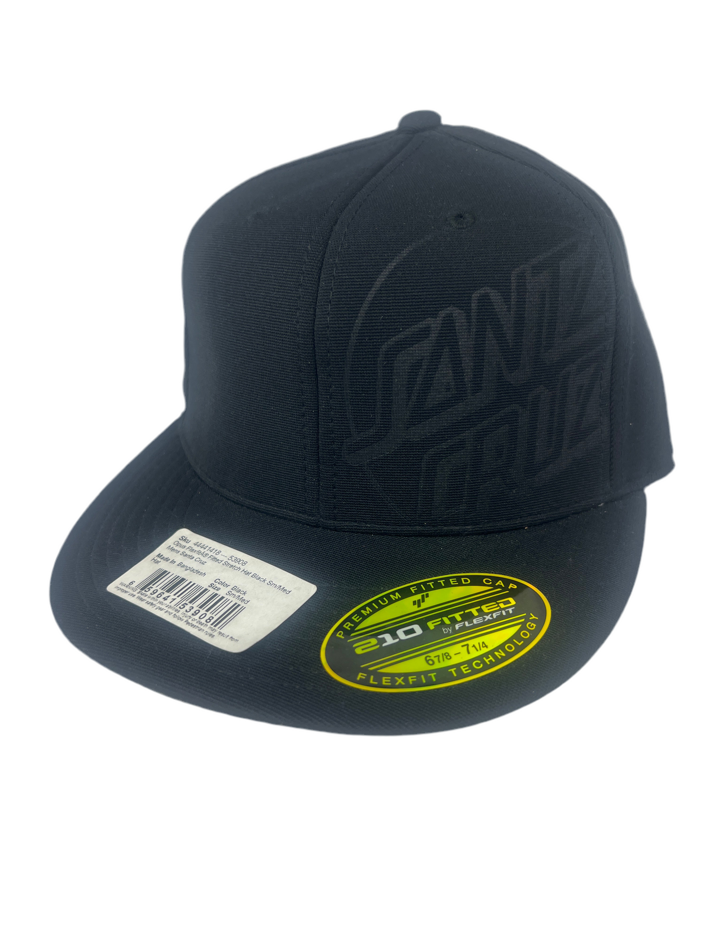 Santa Cruz Opus Logo Black Black Size 6 7/8 - 7 1/4 S - M Vintage Flexfit 210 Fitted Sample Hat