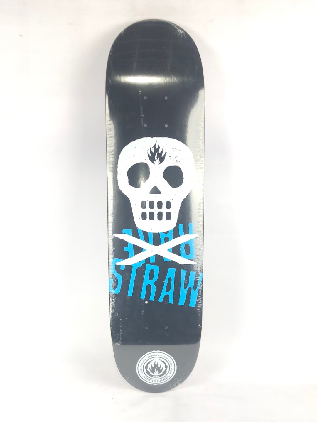 Black Label Pat Rakestraw Classic White Skull Black/White/Blue 7.75" Skateboard Deck 2005