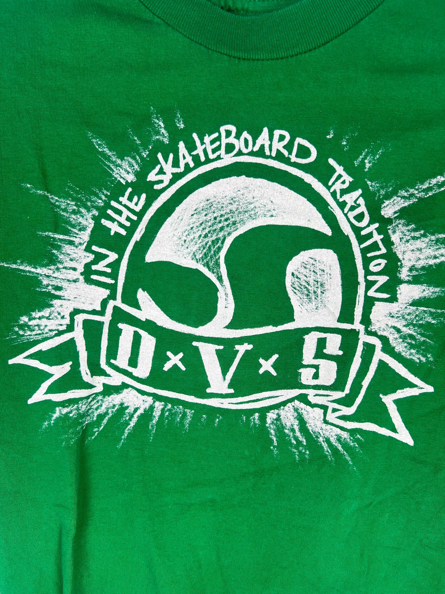 DVS In The Skateboard Tradition Splat Logo Green White Size L S/s Vintage Shirt