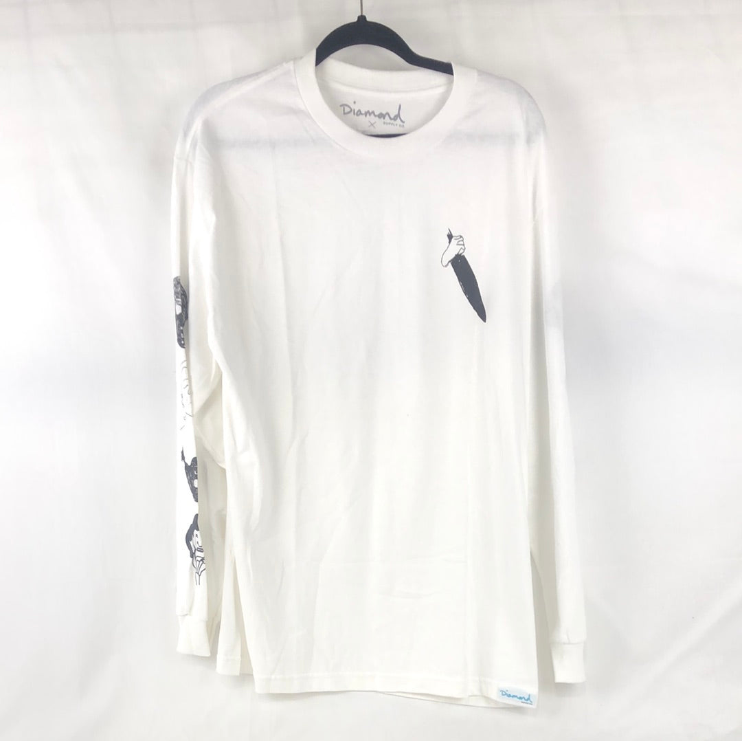 Diamond Deer Dana Killers Chest Logo Sleeve Logos White Black Size L L/s Shirt