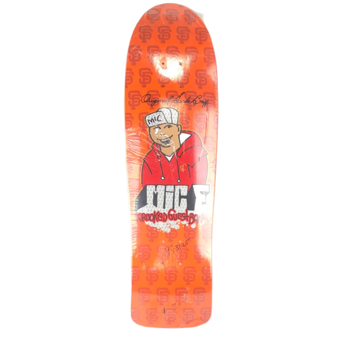 Krooked Guest Board SF Mic E Reyes Graphic Orange/Red/Multi Color Size 9.0" Vintage NOS Shaped Deck