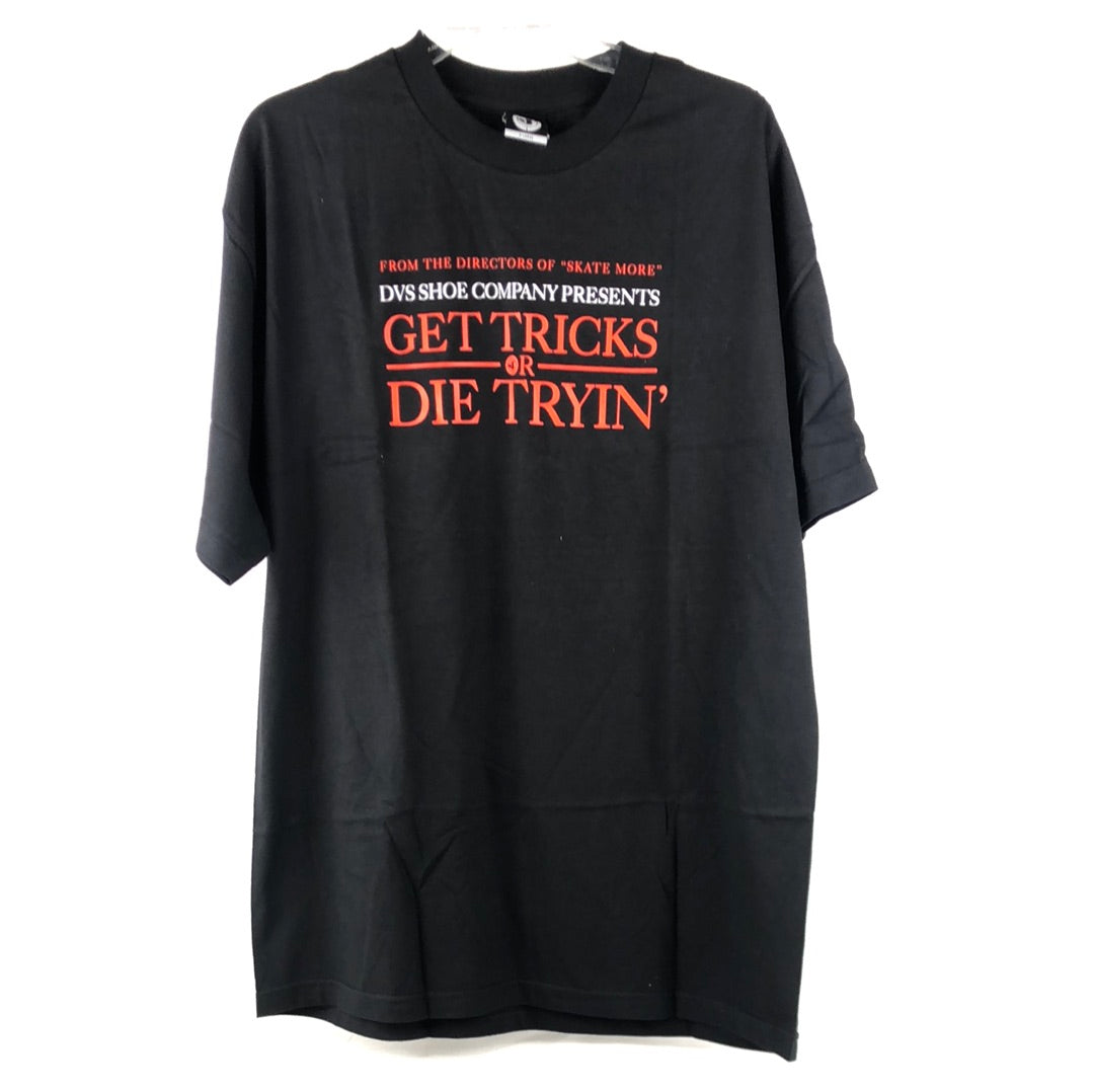 DVS Get Tricks or Die Trying Chest Logo Black Red White Size XL S/s Shirt