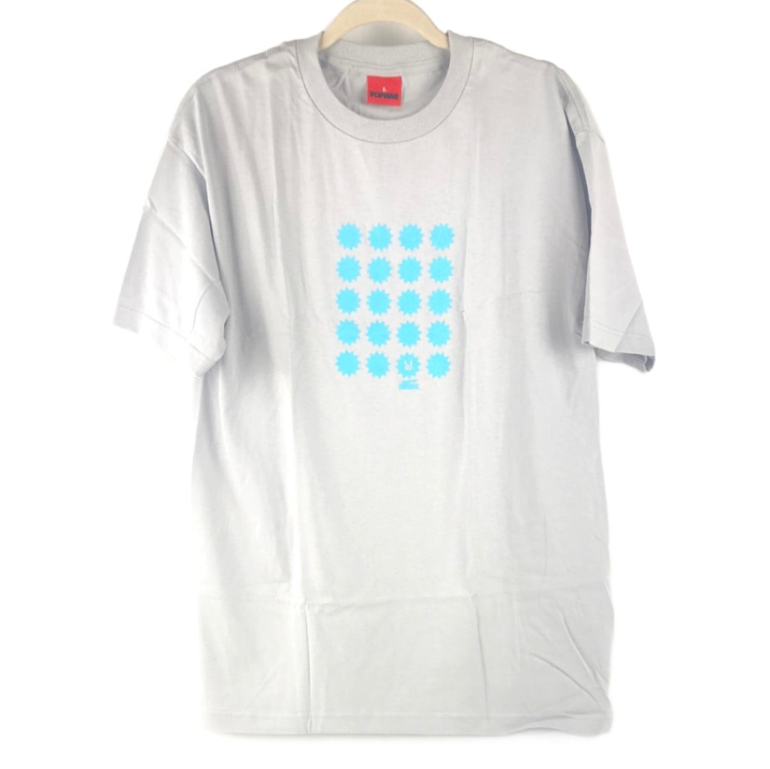 Pop War Stars Chest Logo Grey Blue Size L S/s Shirt