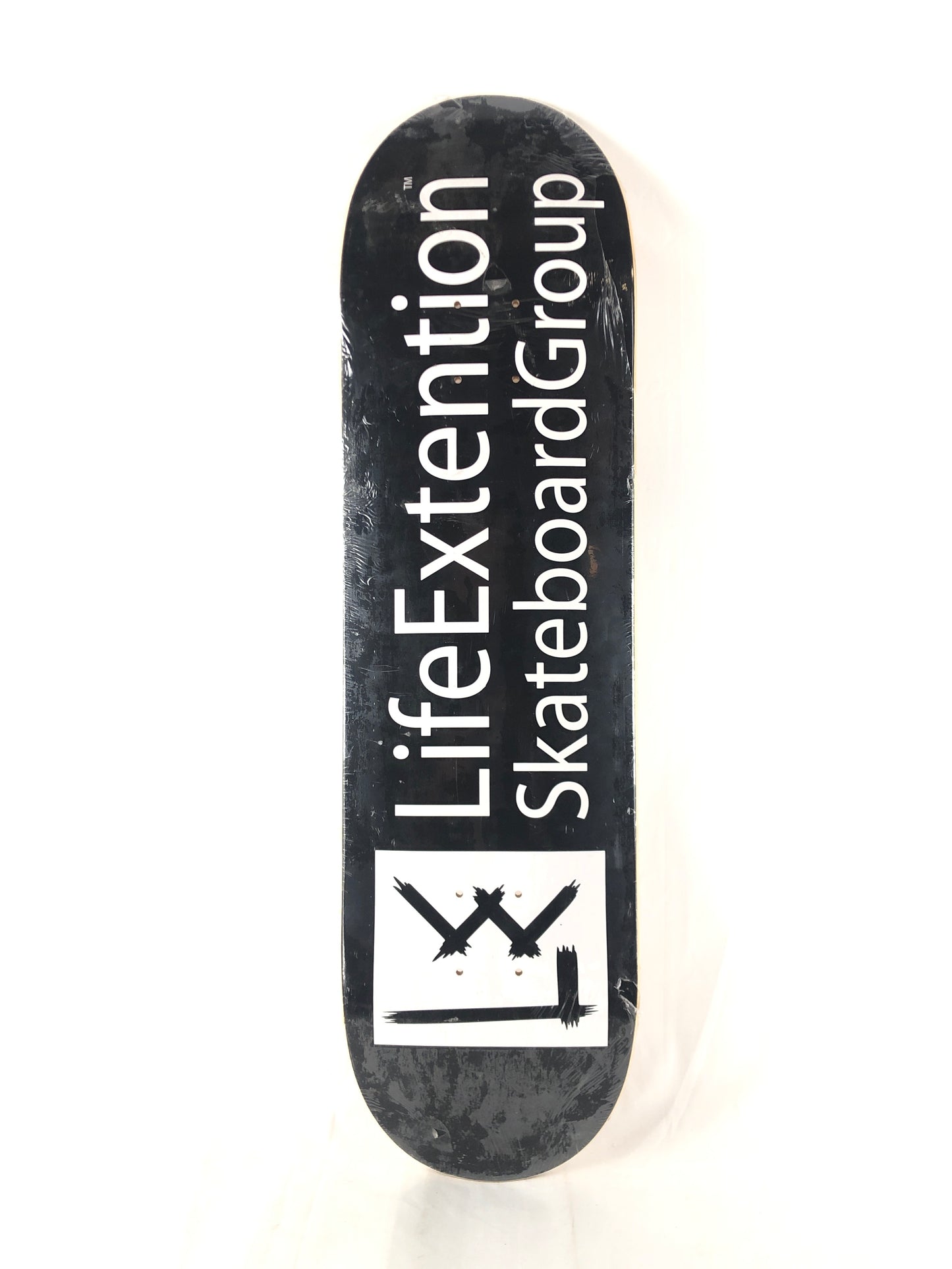 Life Extention Nick Trapasso LE Logo Black White Size 8.4 Skateboard Deck With Sticker