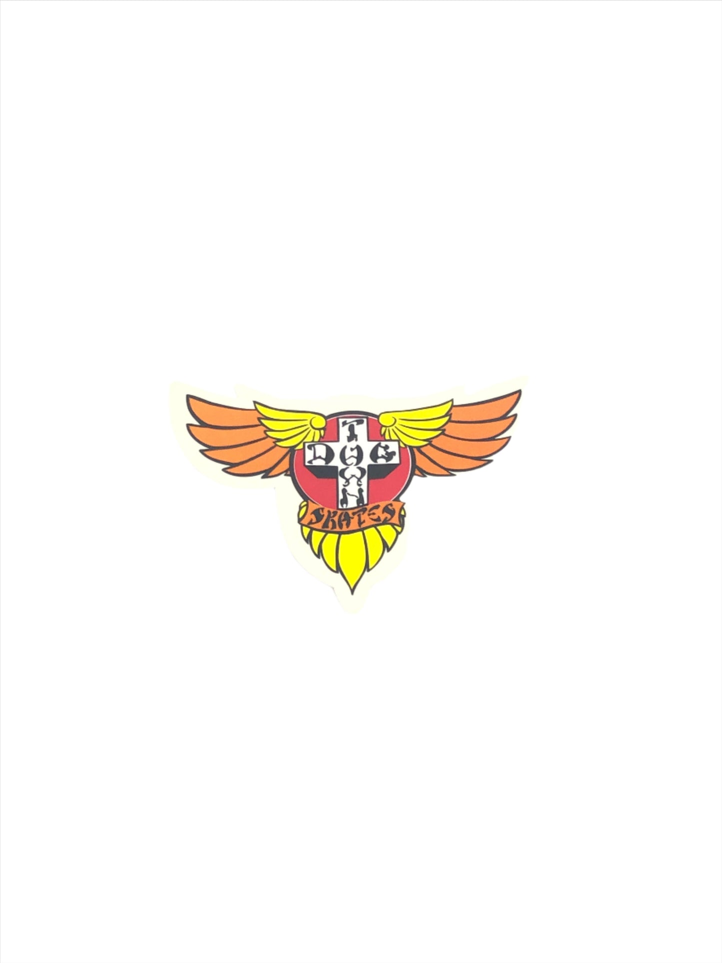 Dogtown Skates Cross Wings Clear Orange Red 4" x 5" Sticker