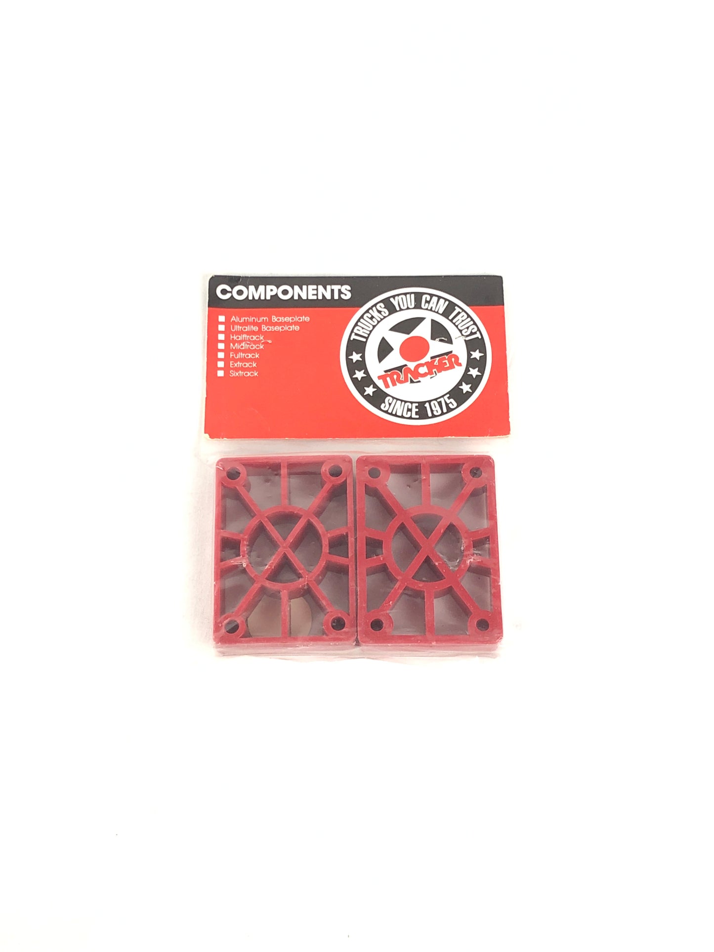 Tracker Trucks Red 9/16 NOS Vintage Riser Pad Pack & Sticker