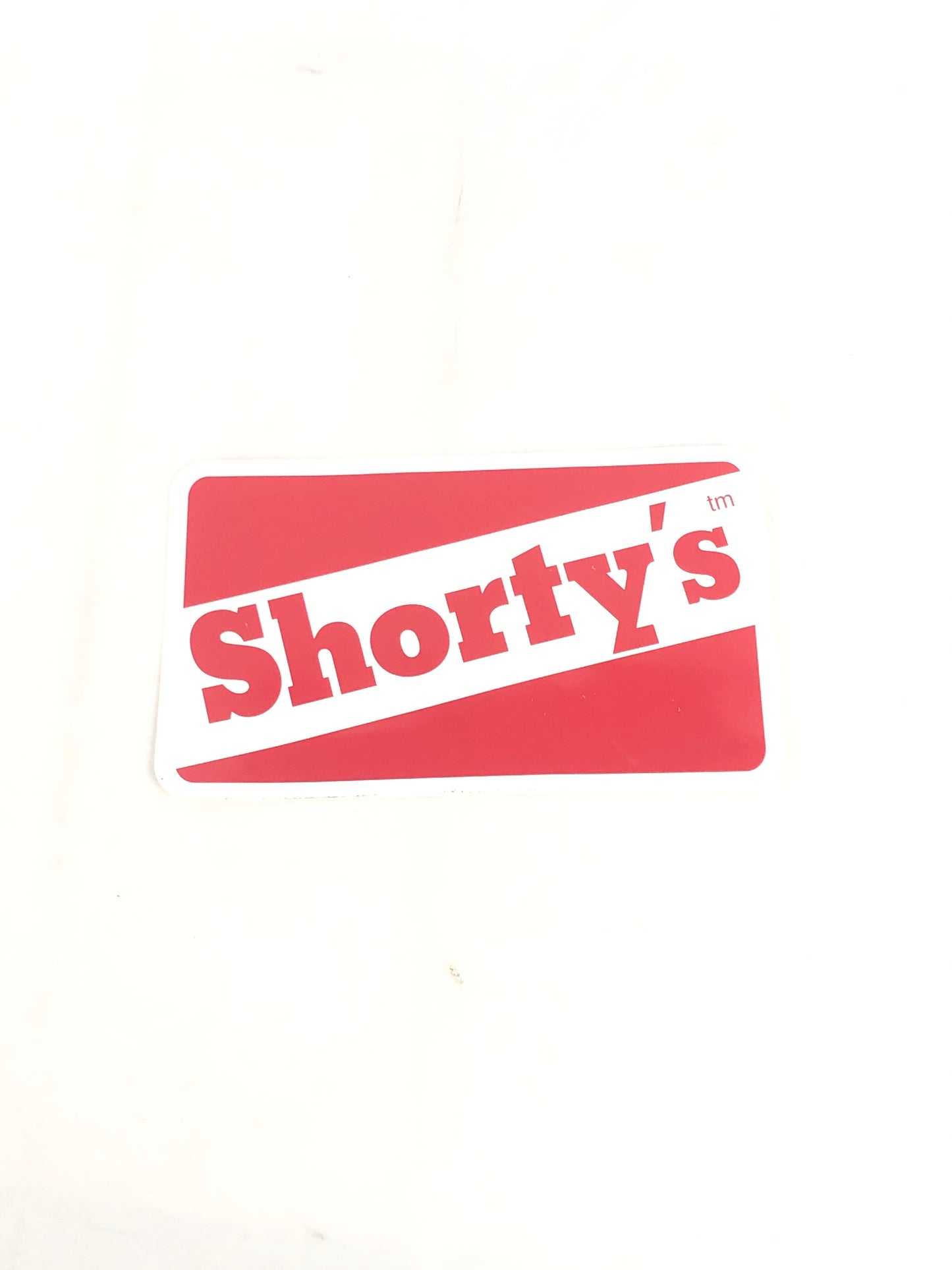 Shorty's Skateboards Logo White Red 7" x 4" Vintage NOS Sticker