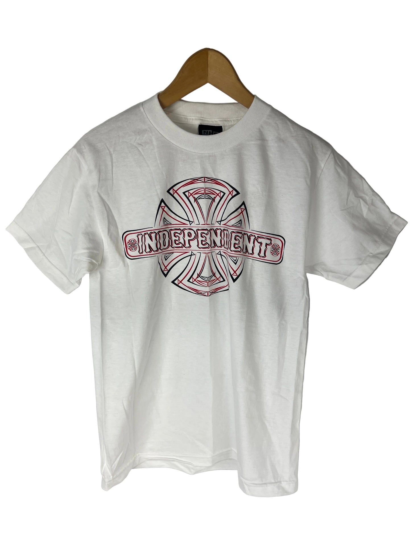 Independent Iron Cross Bar Sketchy Logo Red White Black Size S S/s Vintage Shirt