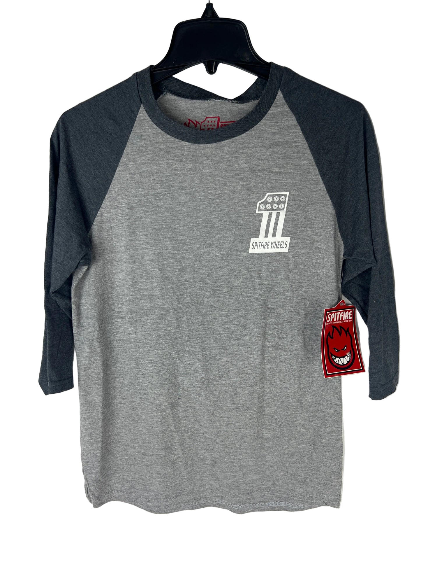 Spitfire #1 Grey Navy White Size S Vintage L/s Raglan Shirt