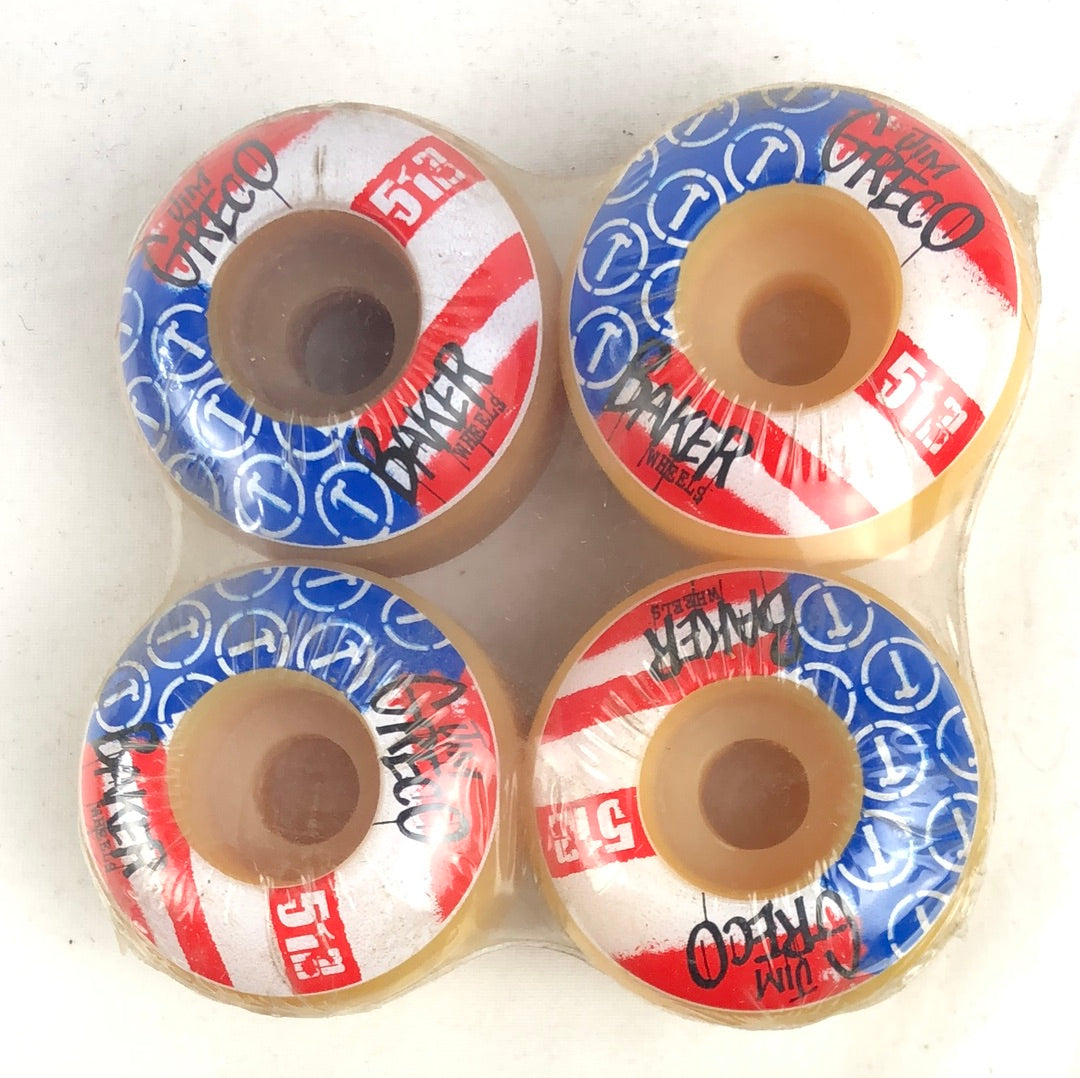 Baker Jim Greco American Flag Red White Blue Black 51mm NOS Skateboard Wheels