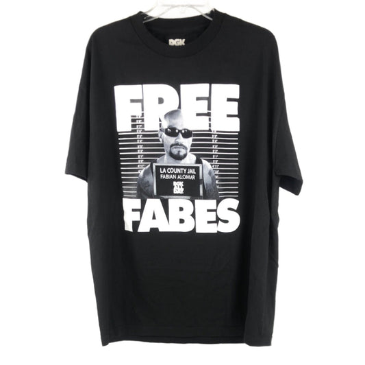 DGK Free Fabes Chest Logo Black White Size XL S/s Shirt