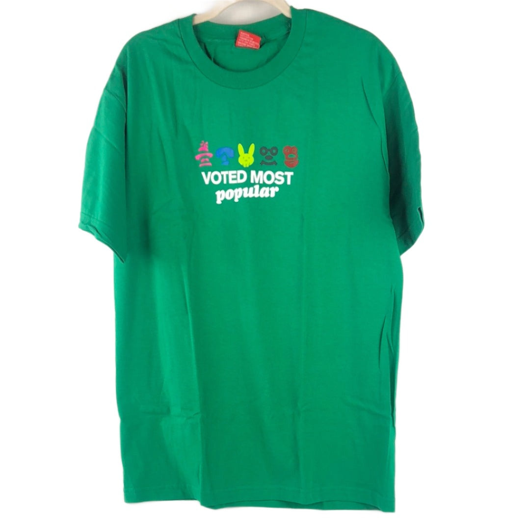 Pop War Voted Most Popular Chest Logo Green White Multi Color Size L S/s Shirt