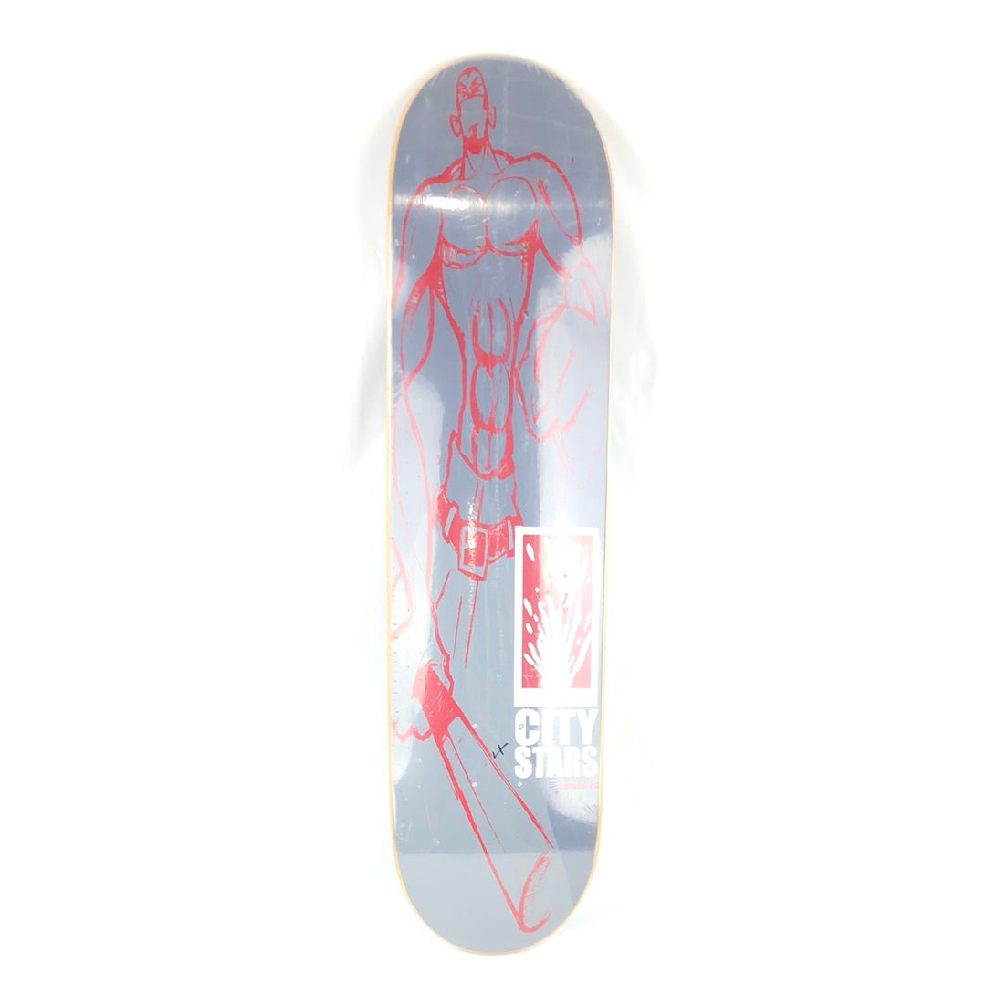 City Stars Muscle Man Grey/Red/White 7.75'' Skateboard Deck