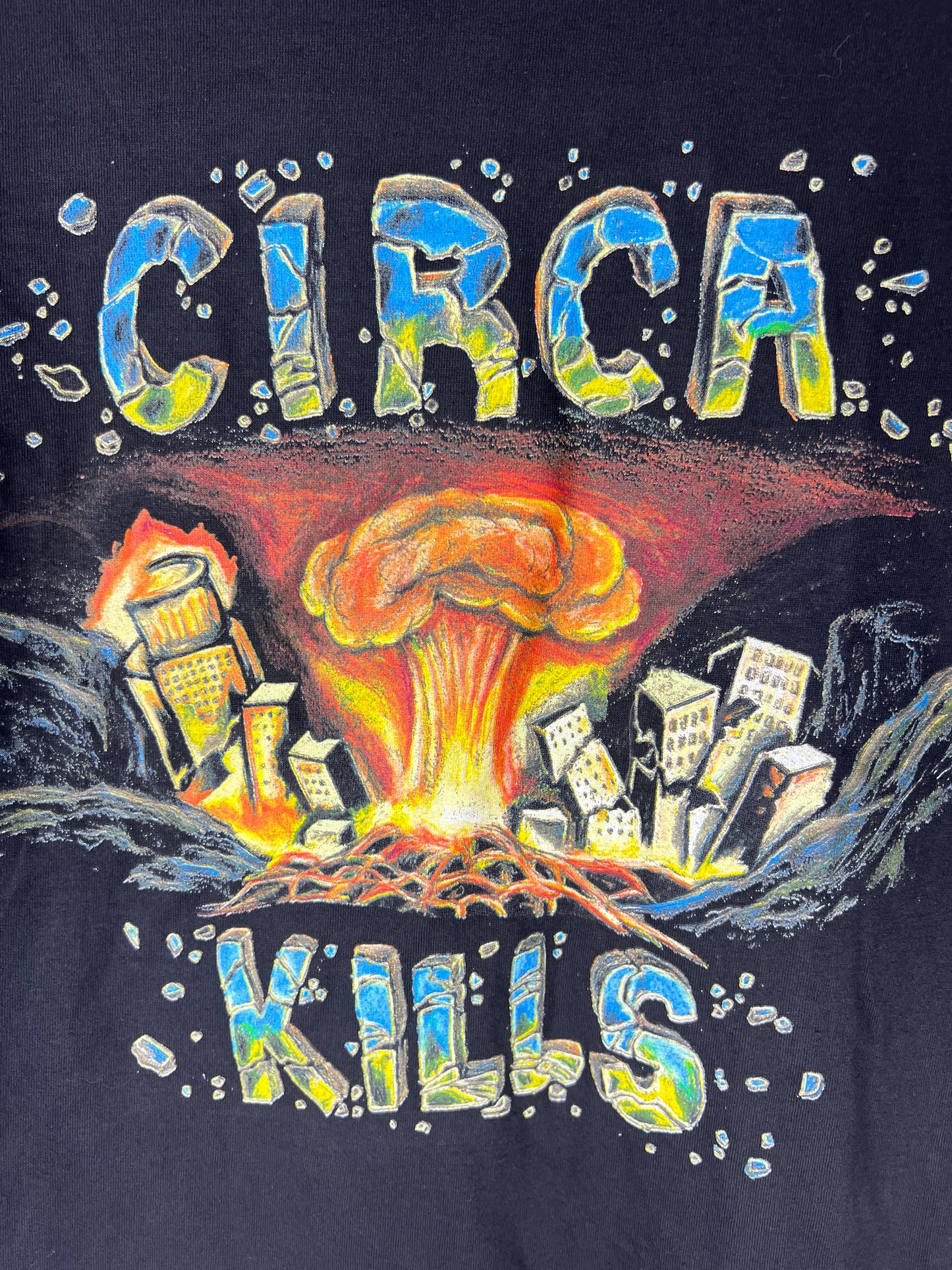 Circa C1rca Kills Black Multi Size M S/s Vintage Shirt