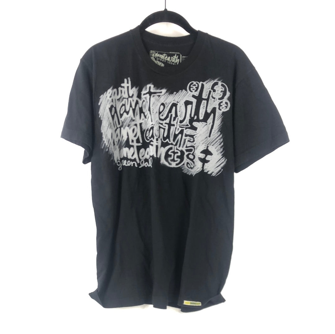 Planet Earth Chest Logo Black Grey Size M S/s Shirt