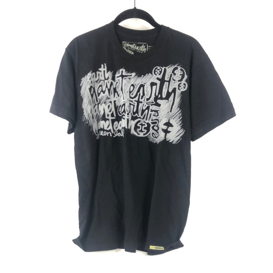 Planet Earth Chest Logo Black Grey  Size M S/s Shirt