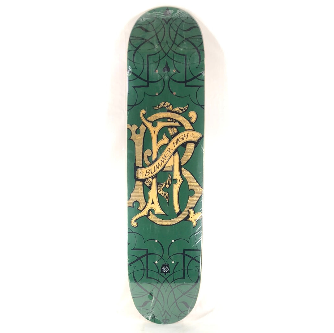 Bummer High Old English Initial Green Woodgrain 7.63'' Skateboard Deck