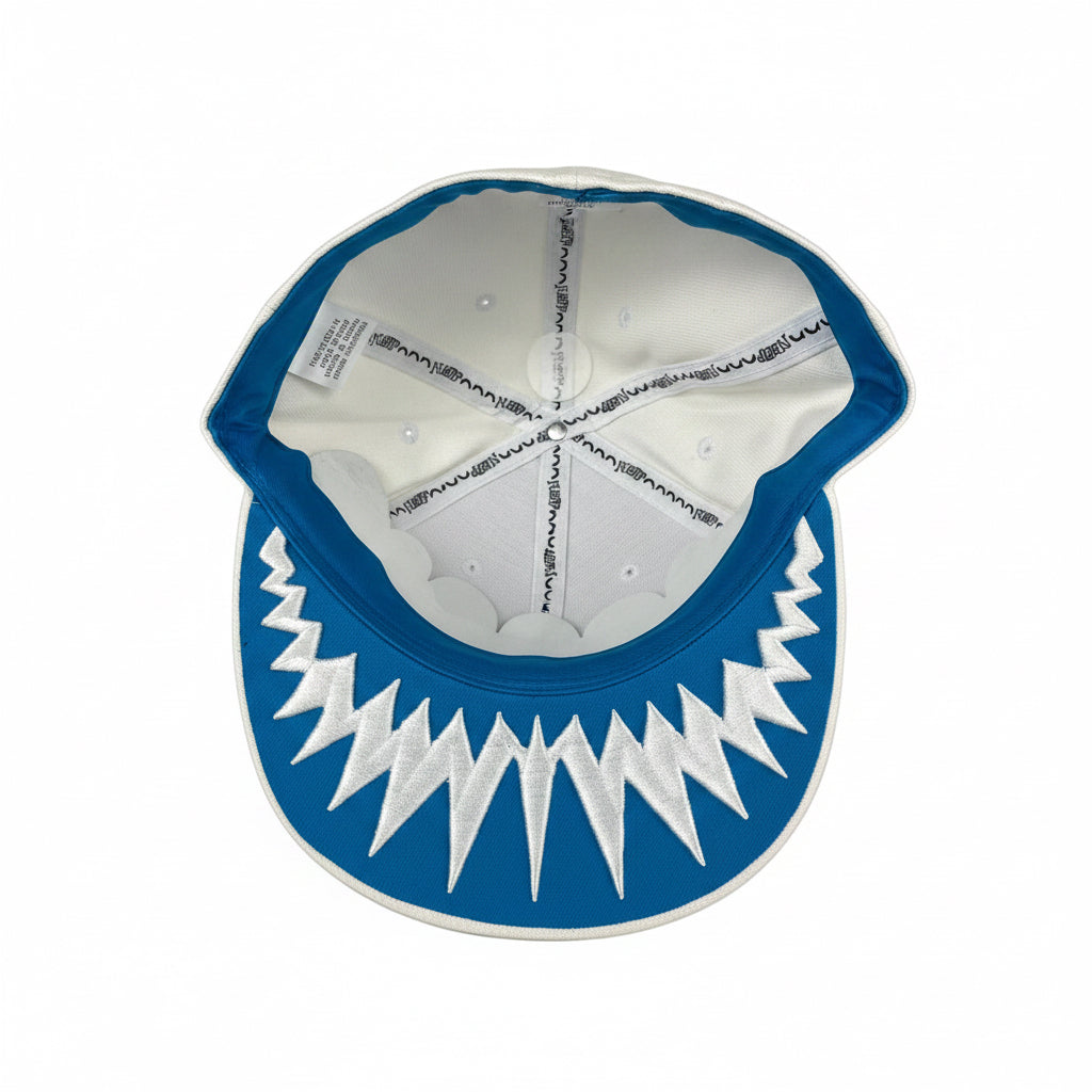 Neff NEFF White Metallic Blue Shark Tooth Under Bill Size S Vintage Fitted Hat
