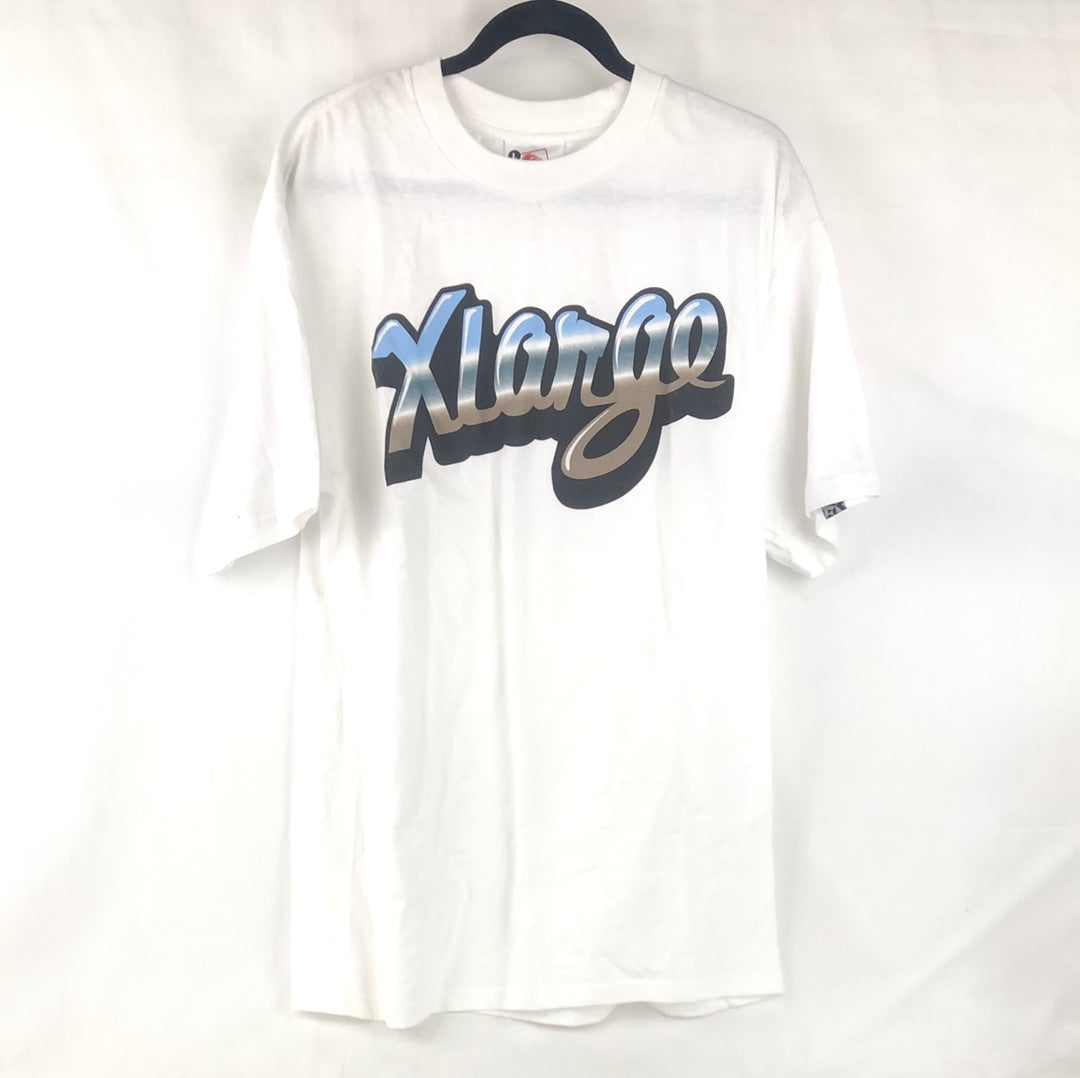 X Large Front Logo White Blue Size L S/s Shirt