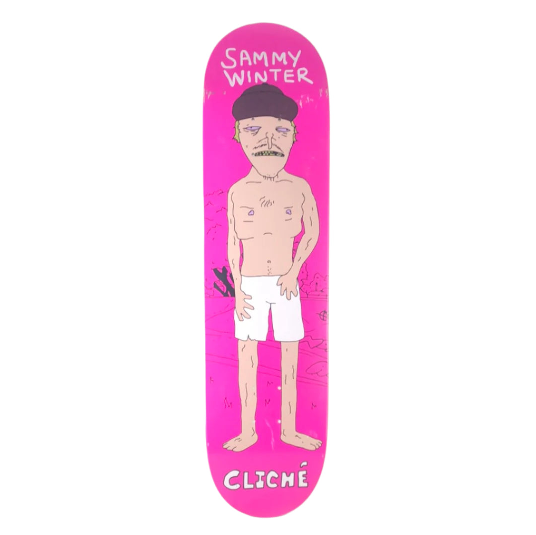 Cliché Sammy Winter Drawing Pink/Black/White Size 8.0 Skateboard Deck