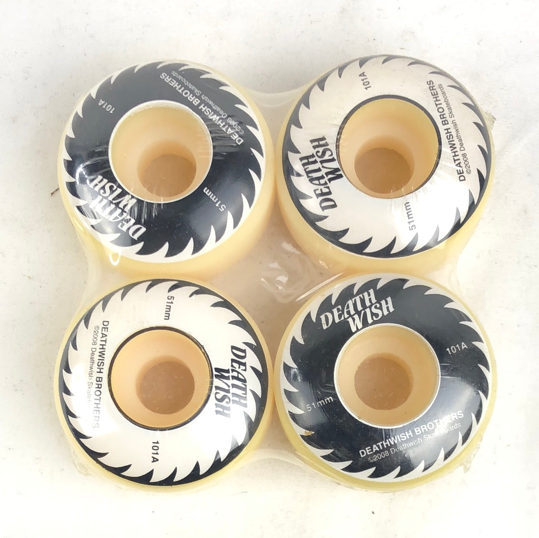 Deathwish Hand Saw Graphic Black White 51mm 101 Duro NOS Skateboard Wheels
