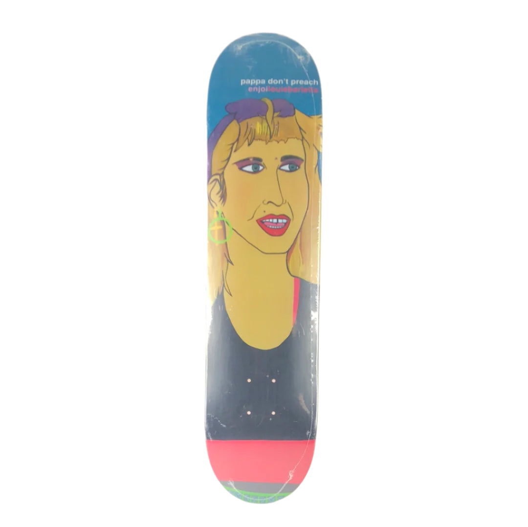 Enjoi Louie Barletta "Pappa Don't Preach" Graphic Blue Black Red Tan Size 7.5" Vintage NOS Deck