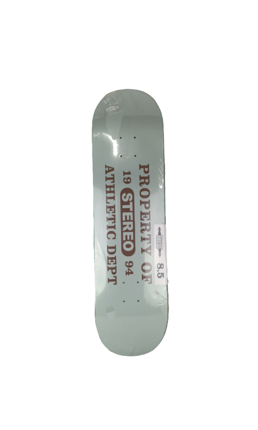 Stereo Property Of 1994 Athletic Dept White Brown Size 8.5 Vintage NOS Deck