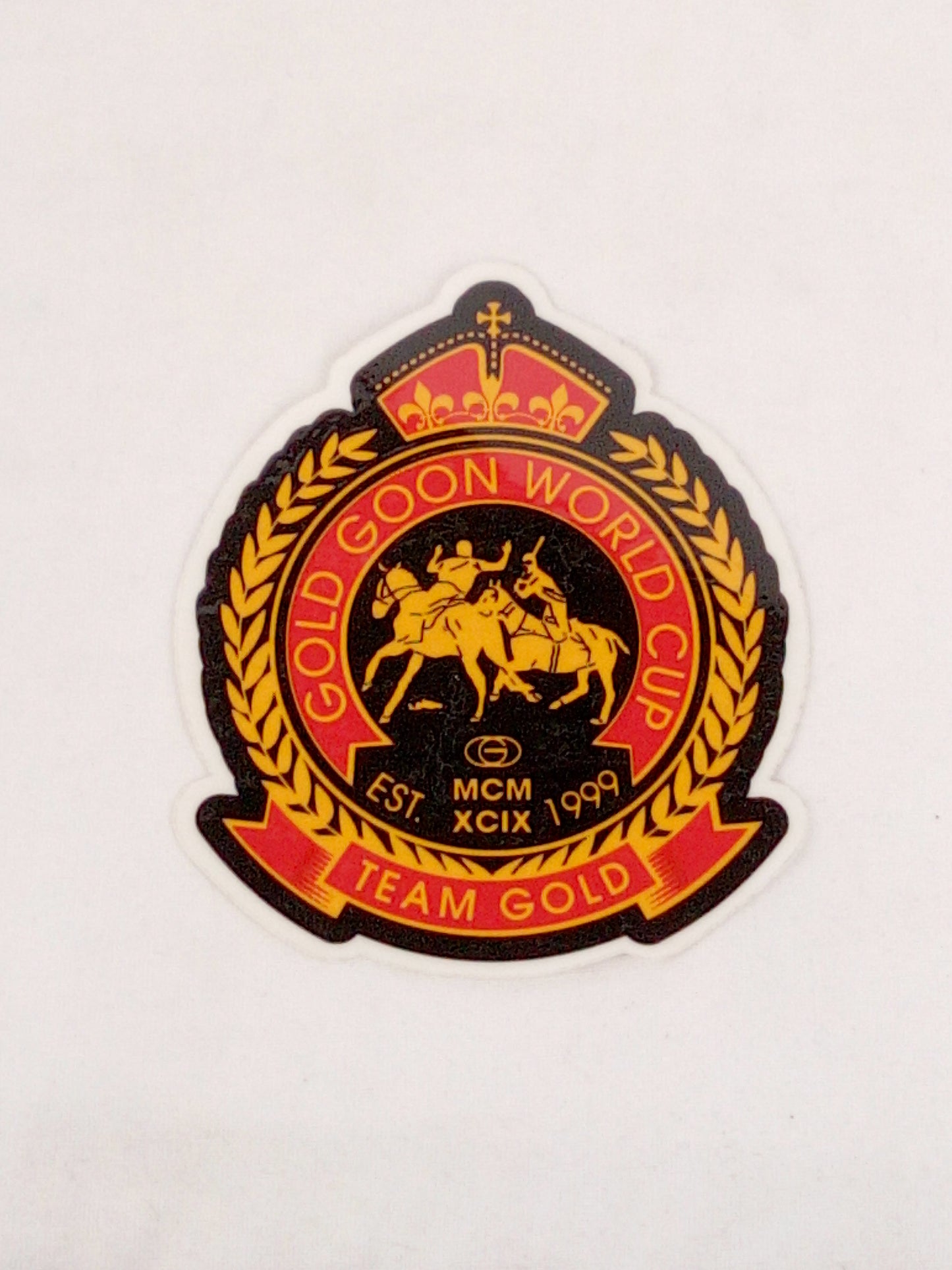 Gold Wheels Team Gold Gold Goon World Cup Clear Black Red 4" x 3.25" Sticker