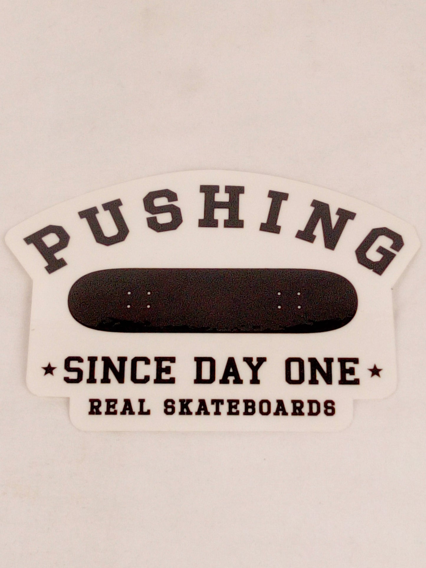 Real Skateboards Pushing Since Day One Real Skateboarding Clear Black 5.5" x 3.75" Vintage NOS Sticker
