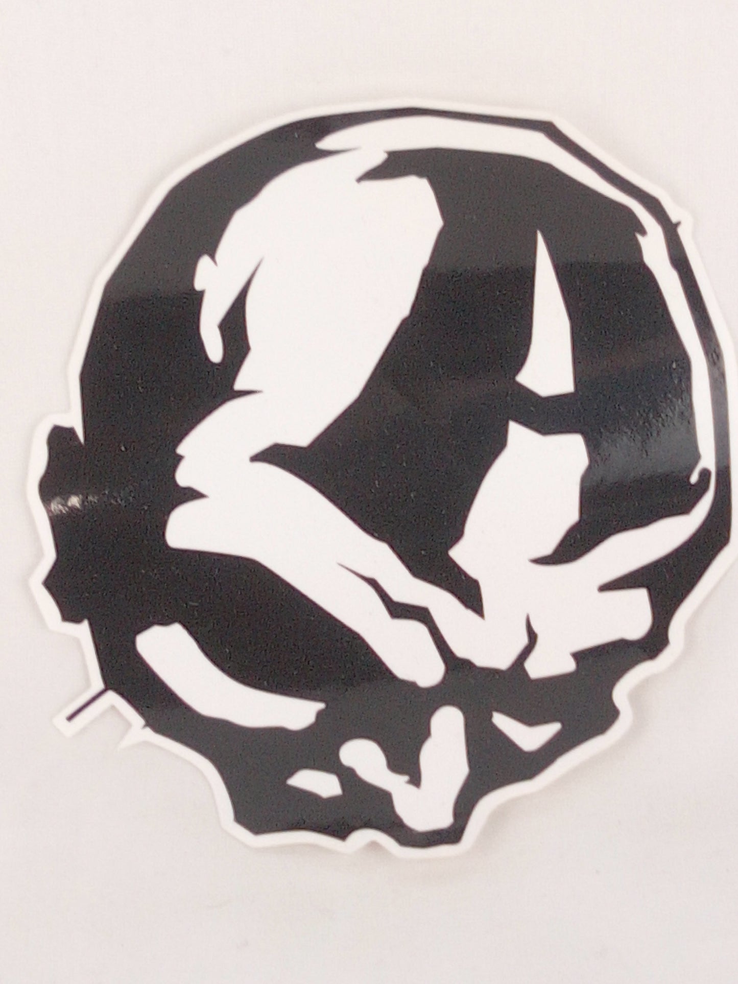 Circle A Skull B White Black 5" x 4.5" Sticker