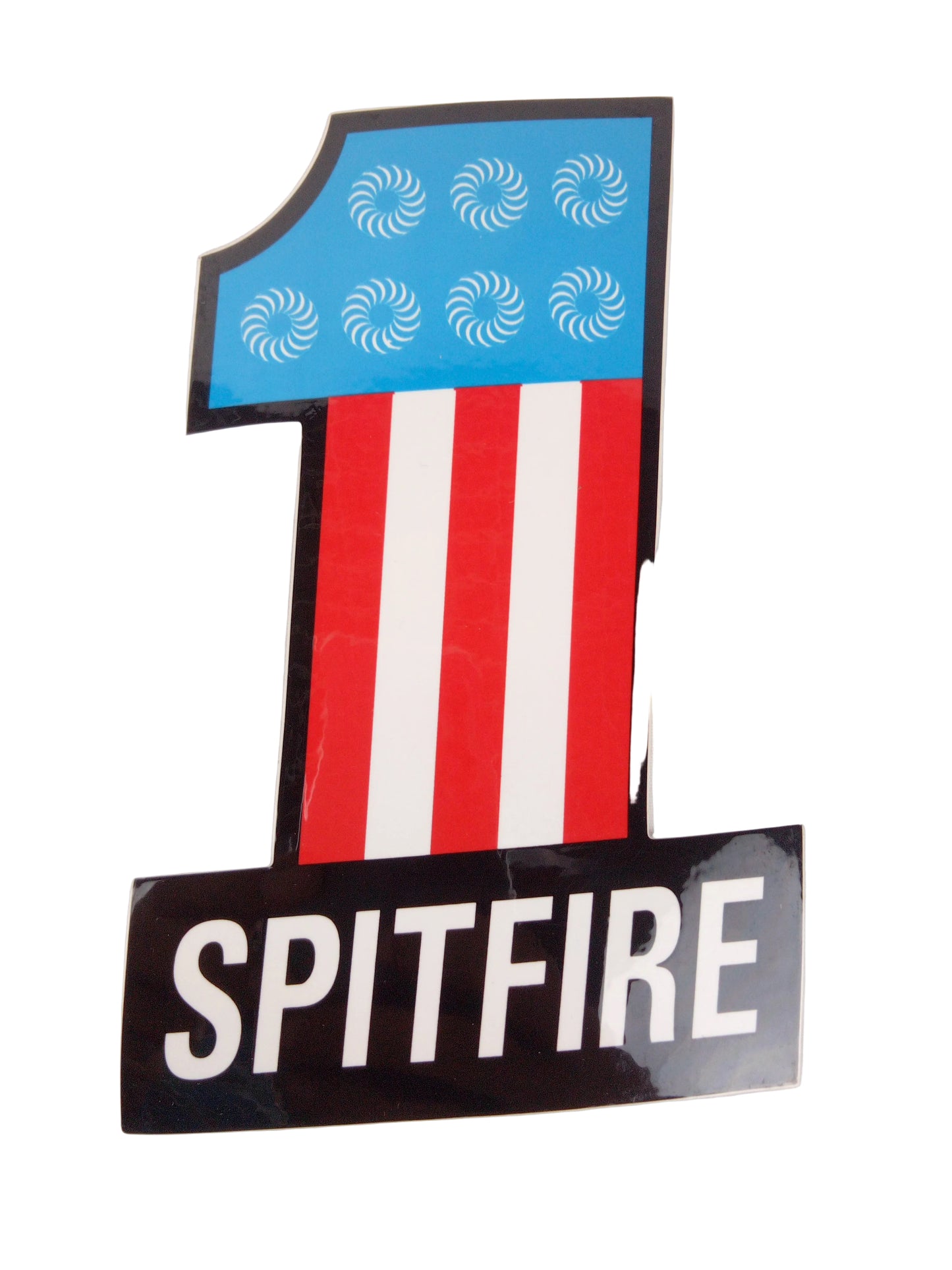 Spitfire Black White Red Blue American Flag Number 1 6" x 3.75" Sticker