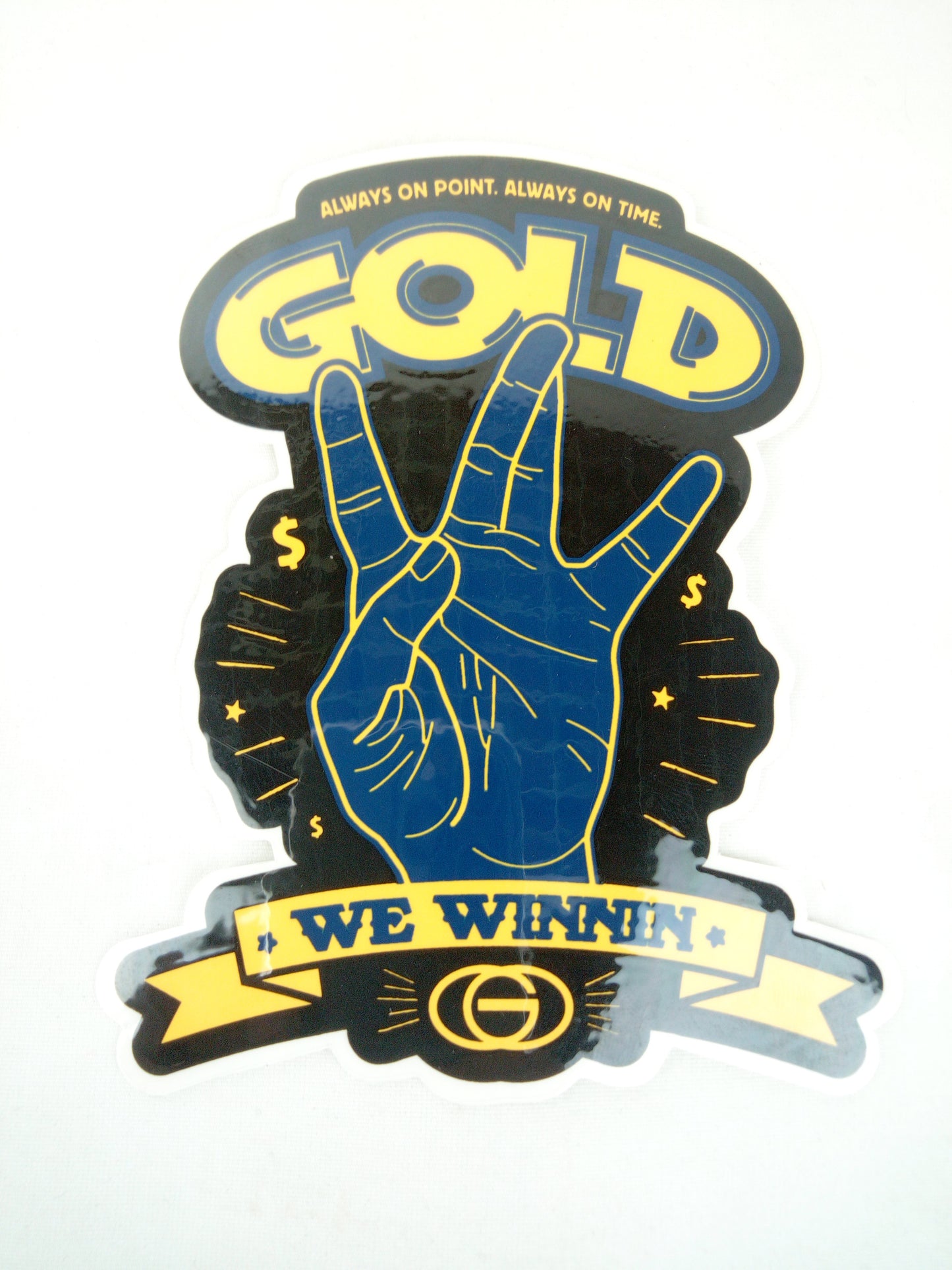 Gold Wheels We Winnin Clear Black Gold 4.5" x 3.25 Vintage NOS Sticker