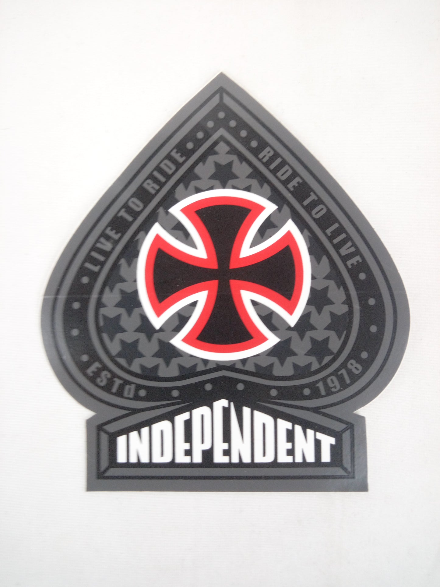Independent Trucks Ace Of Spades ESTd 1978 Grey White Black 4" x 4.75" Vintage NOS Sticker