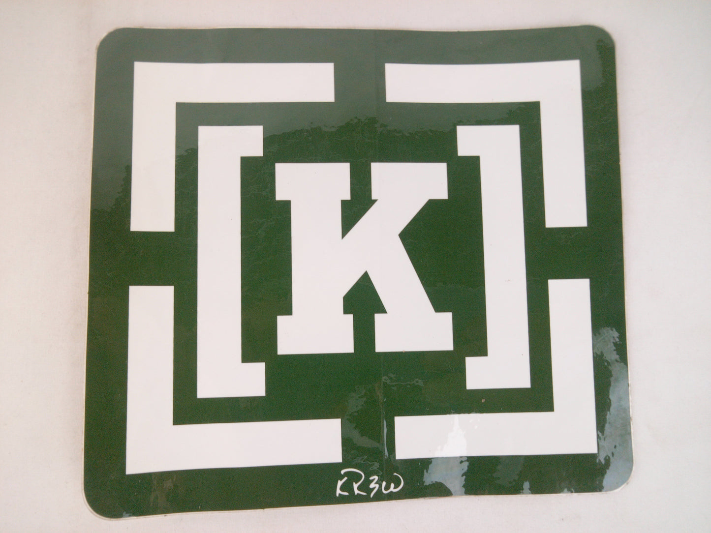 Krew K Green White 8" x 7.25" (Large) Vintage NOS Sticker
