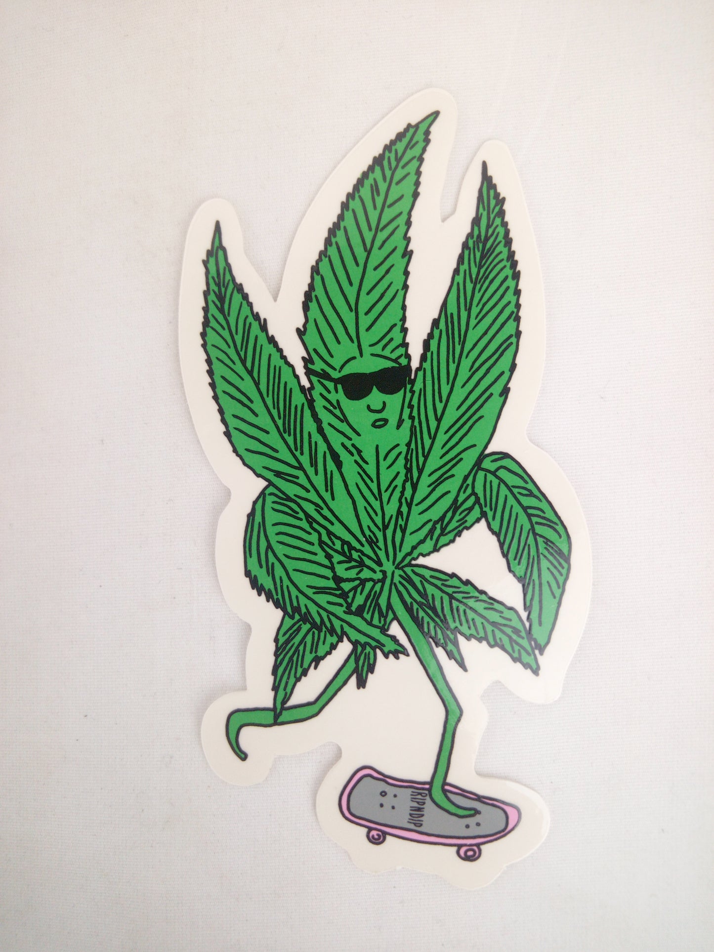 Rip N Dip Weed Leaf Clear Green Pink 4.25" x 2" Sticker