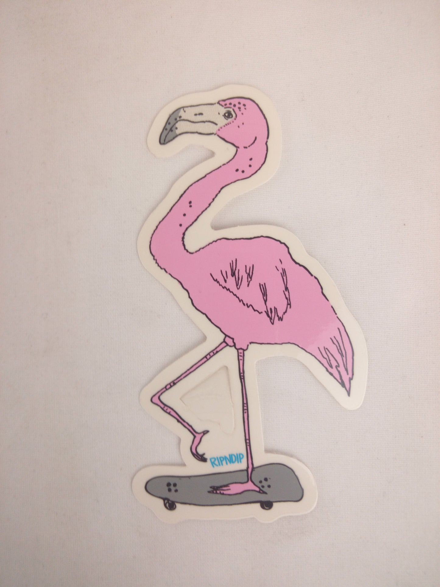 Rip N Dip Flamingo Clear Pink Grey 4" x 2" Sticker