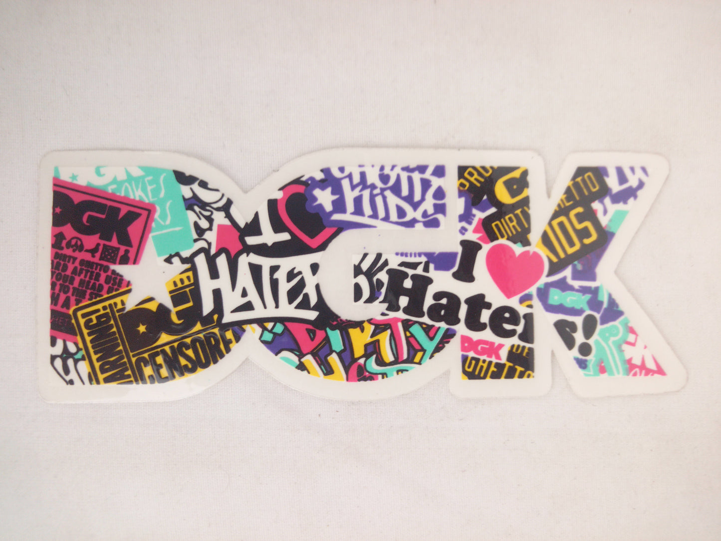 DGK I Heart Haters Mash Up Clear White Multicolor 5" x 2" Sticker