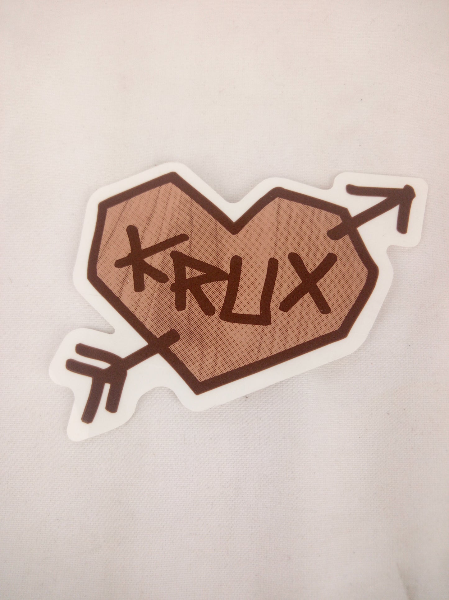 Krux Trucks Heart With Arrow Clear Brown Tan 4" x 2.5" Vintage NOS Sticker