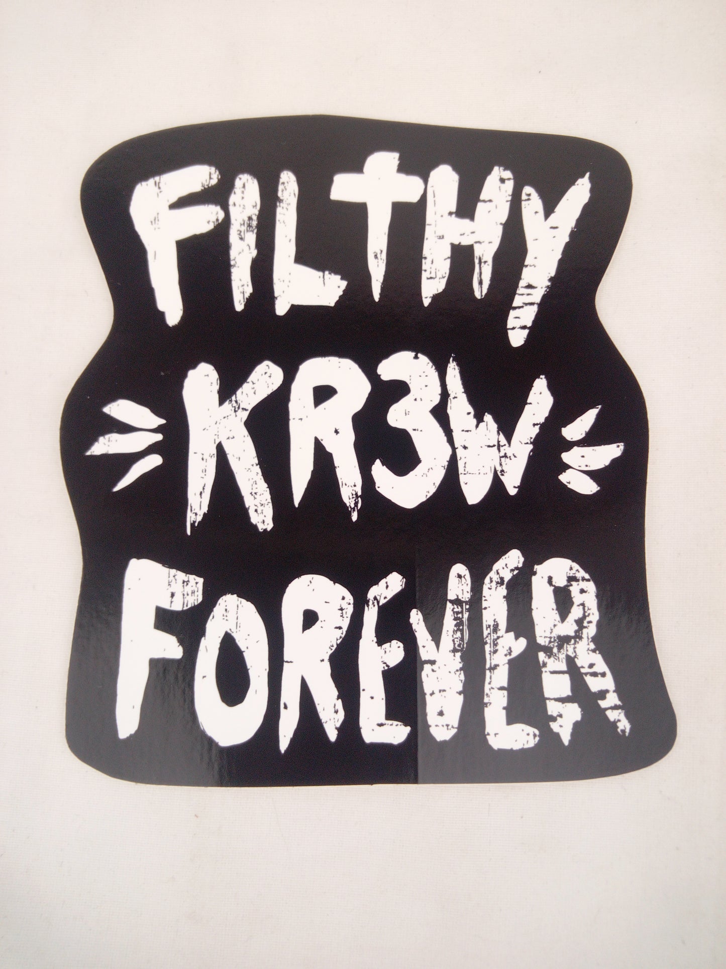 Krew Filthy Kr3w Forever Black White Wavy 5.25" x 4.5" Vintage NOS Sticker