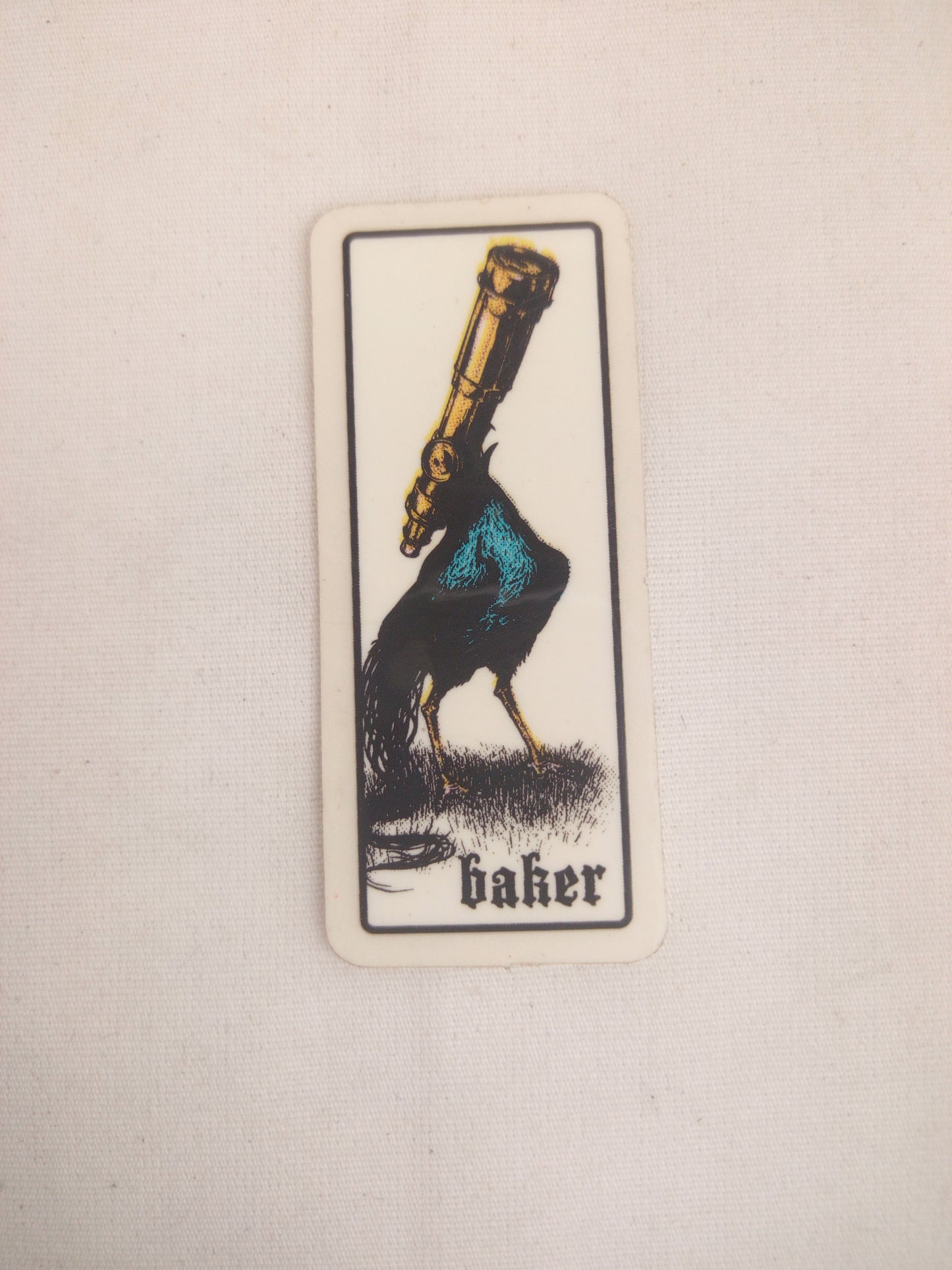 Baker Skateboards Spanky Artsy Fartsy Telescope Clear Black Yellow .75" x 2" Vintage NOS Sticker