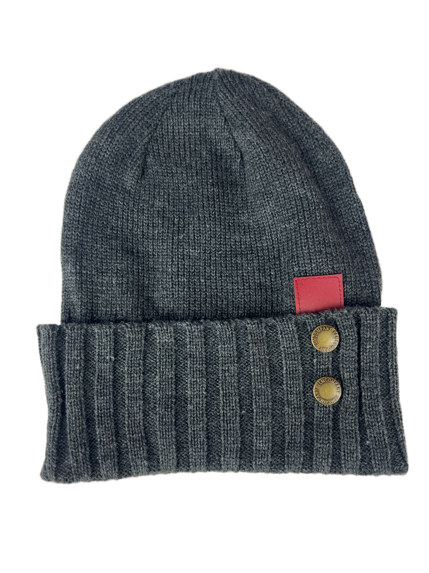 Elm Company Grey Burgundy Brass Buttons Vintage Button Up Beanie