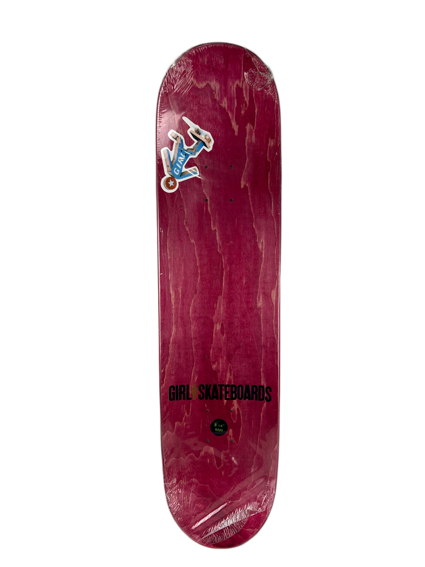 Girl Eric Koston Buddha Meditating Burgundy Woodgrain Pink Multi Size 8.18" Vintage NOS Deck