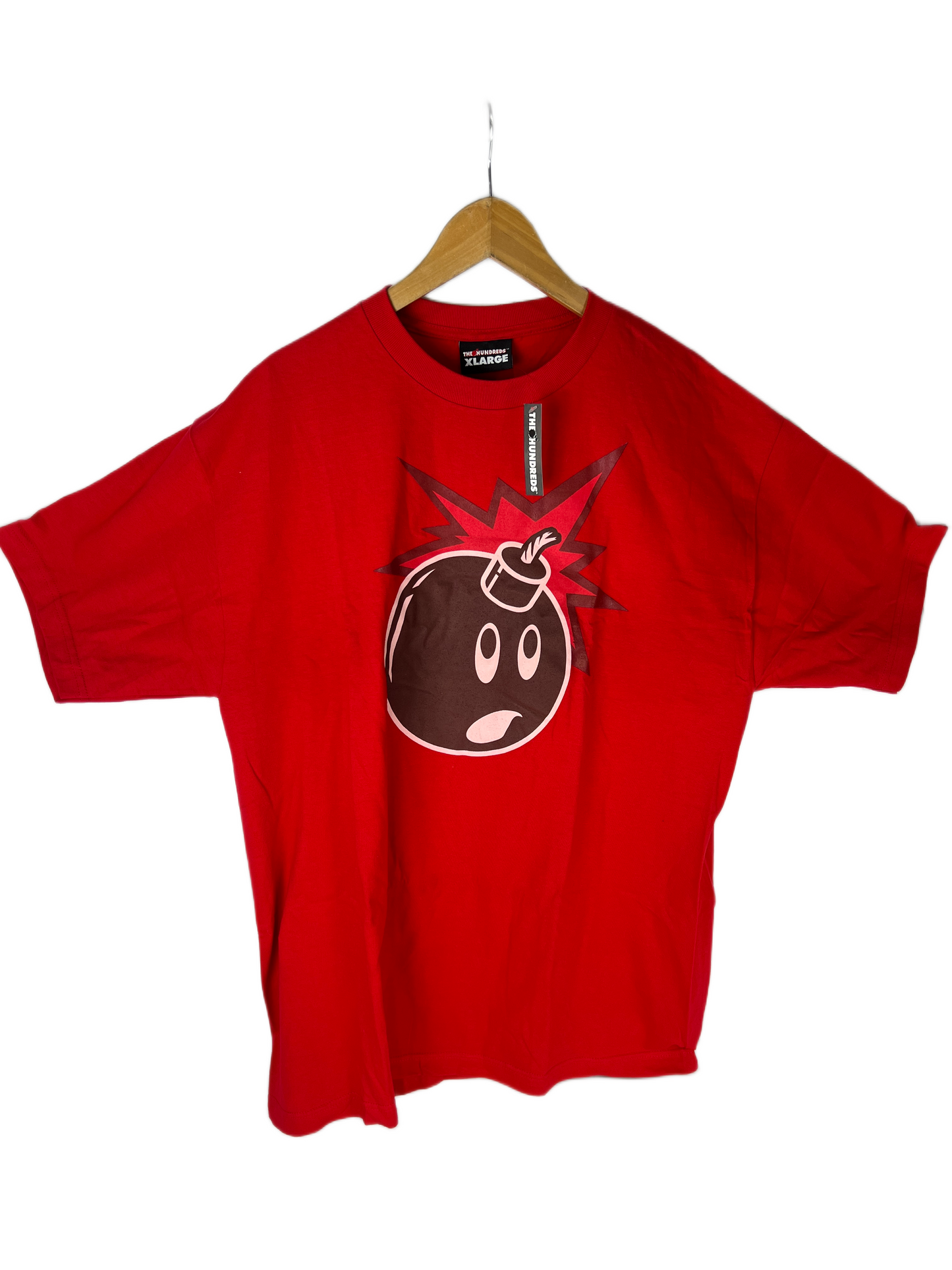 The Hundreds Adam Bomb Large Logo Red Burgundy Black Size XL S/s Vintage Shirt