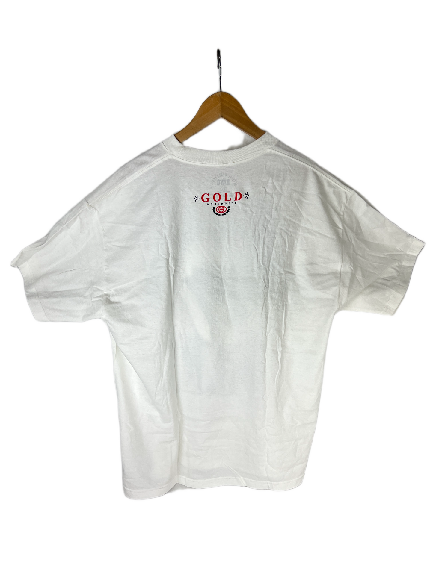 Gold Wheels Money Talks Rolling Stones Tongue Hundred Dollar Bill White Black Red Size XL S/s Vintage Shirt